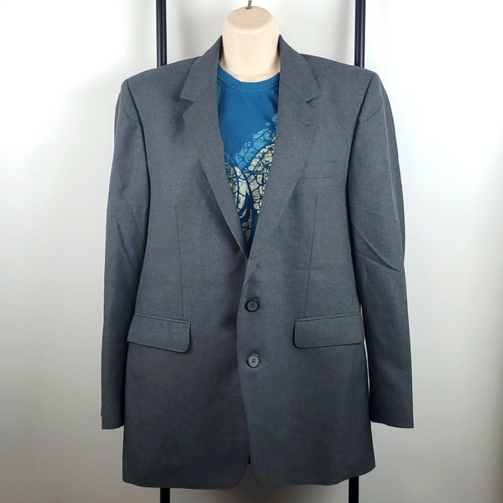Macintosh Vintage Wool Gray Blazer 44R Mens Full Lined Classic Tailored Jacket